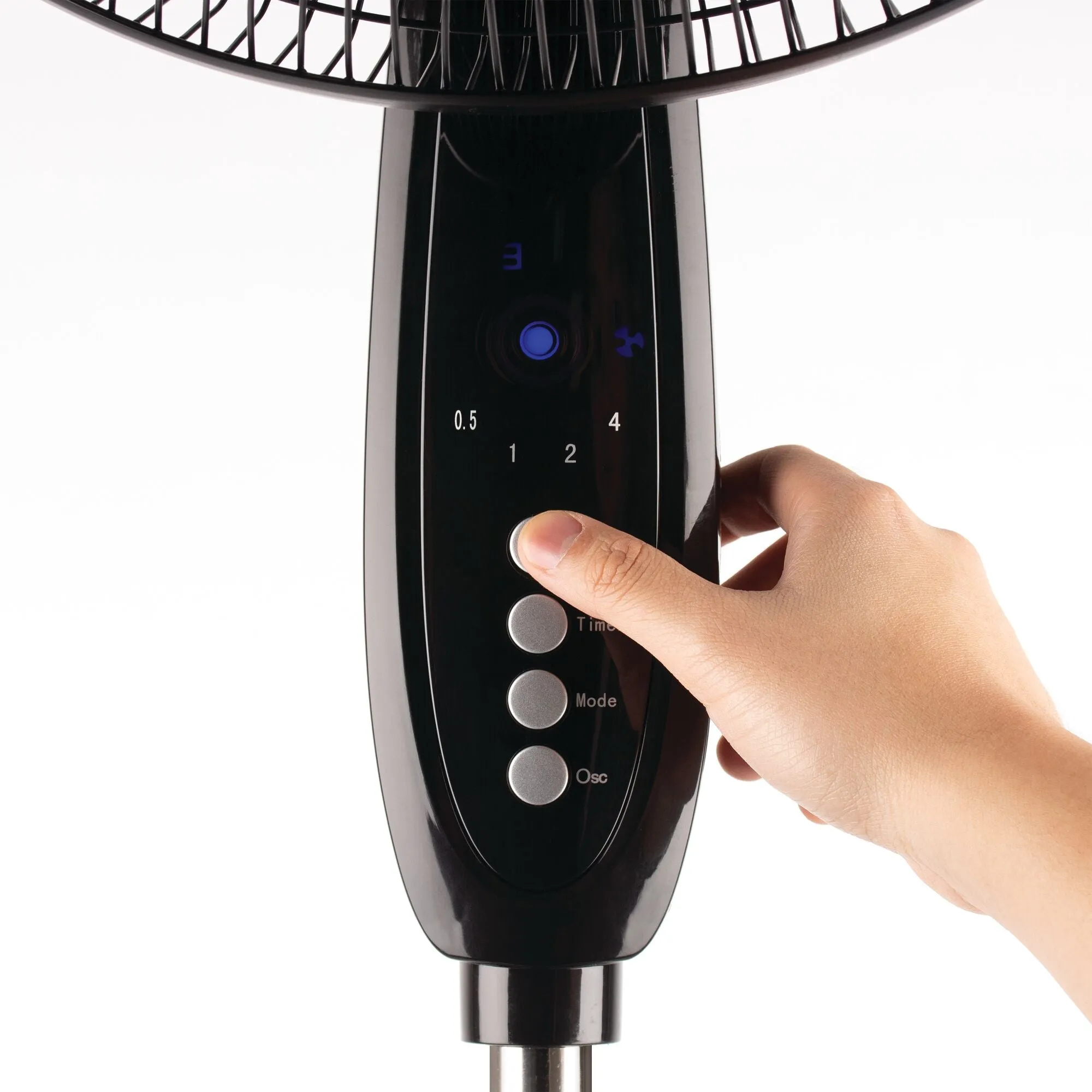 16 in. Dual-Blade Stand Fan with Remote (Black)