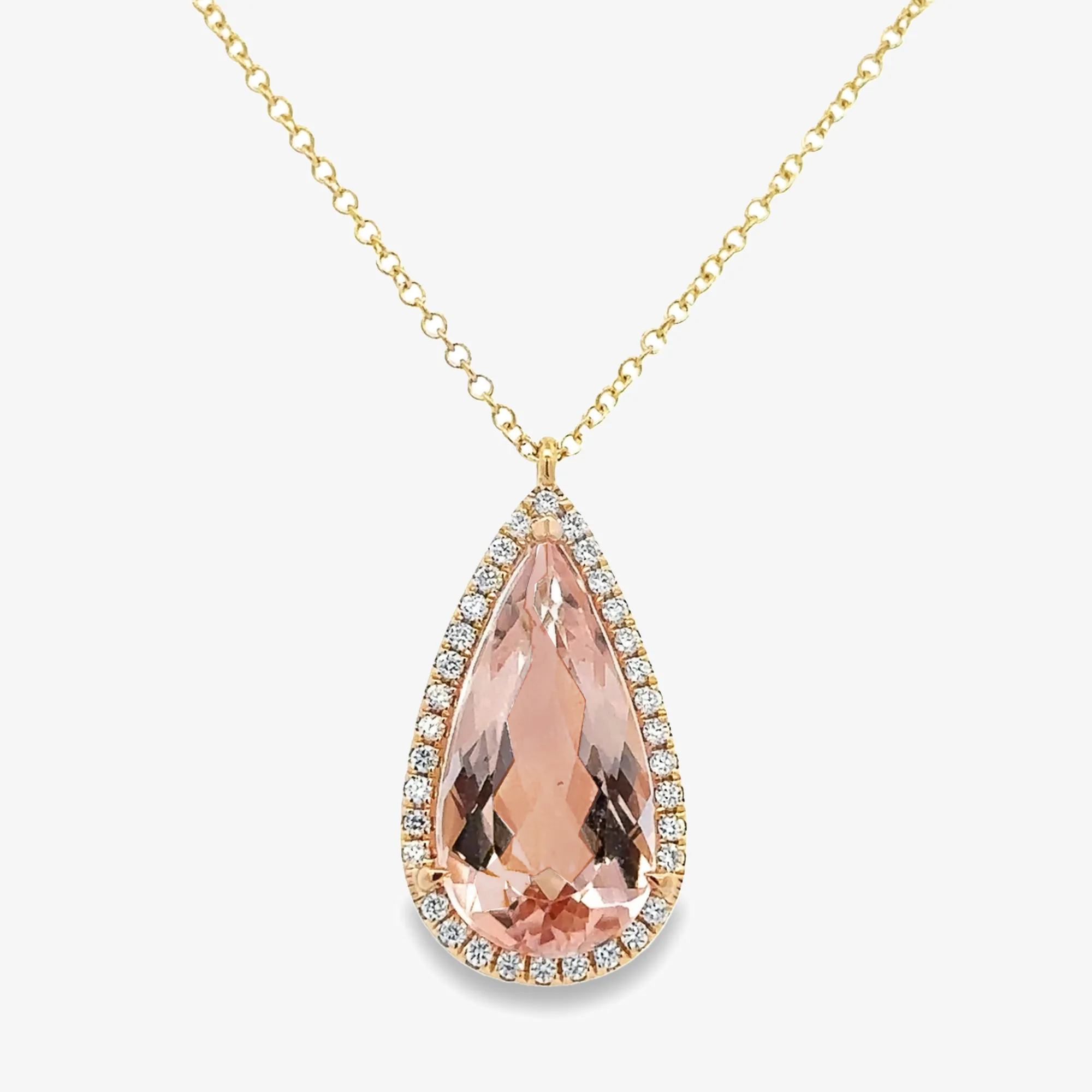 4.11ct Morganite & Diamond Halo Necklace