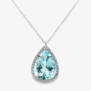 6.74ct Aquamarine Diamond Halo Necklace