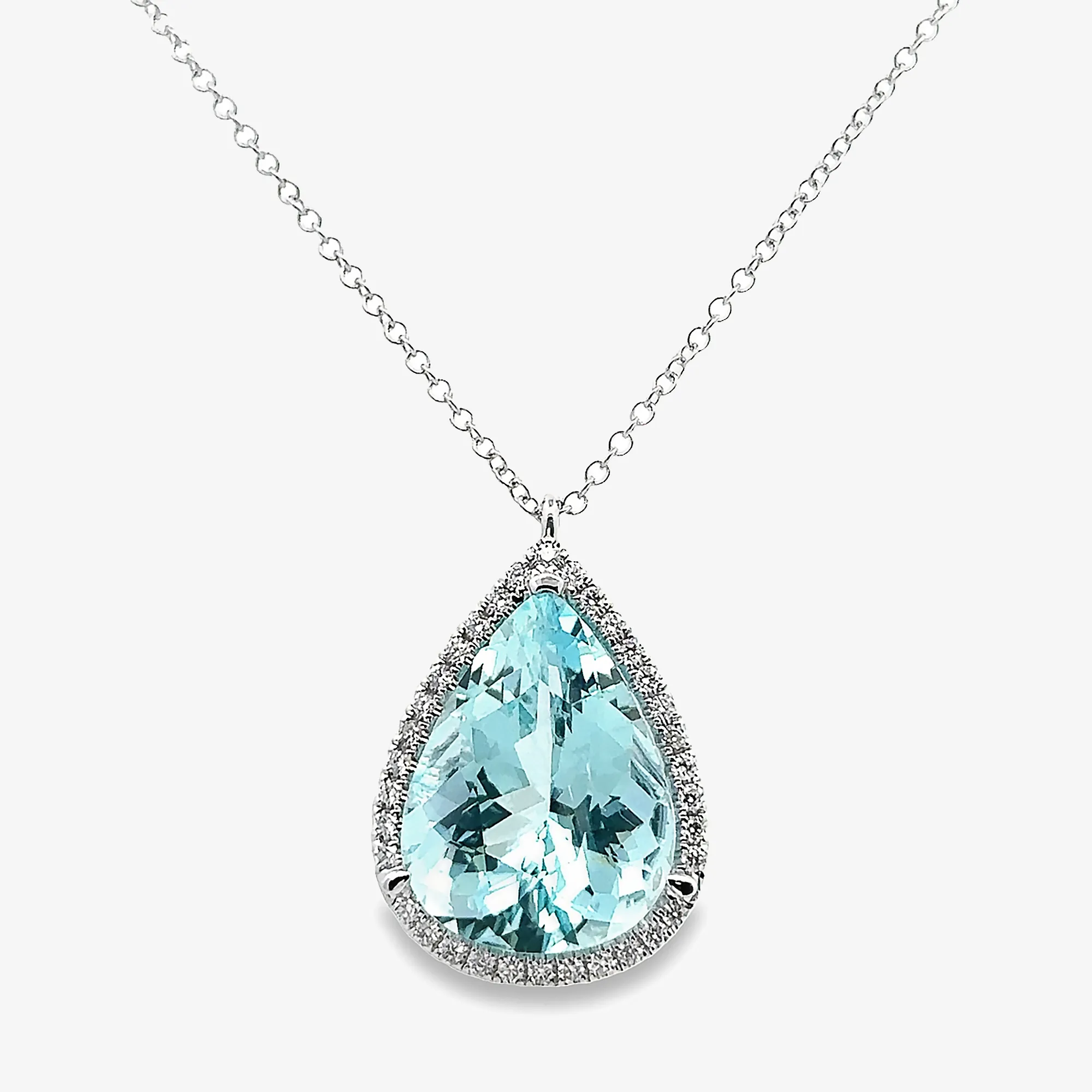 6.74ct Aquamarine Diamond Halo Necklace