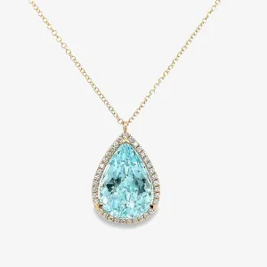 8.27CT Aquamarine Diamond Halo Necklace