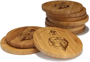 Anchor Round Custom Engraved Bamboo Coaster Set