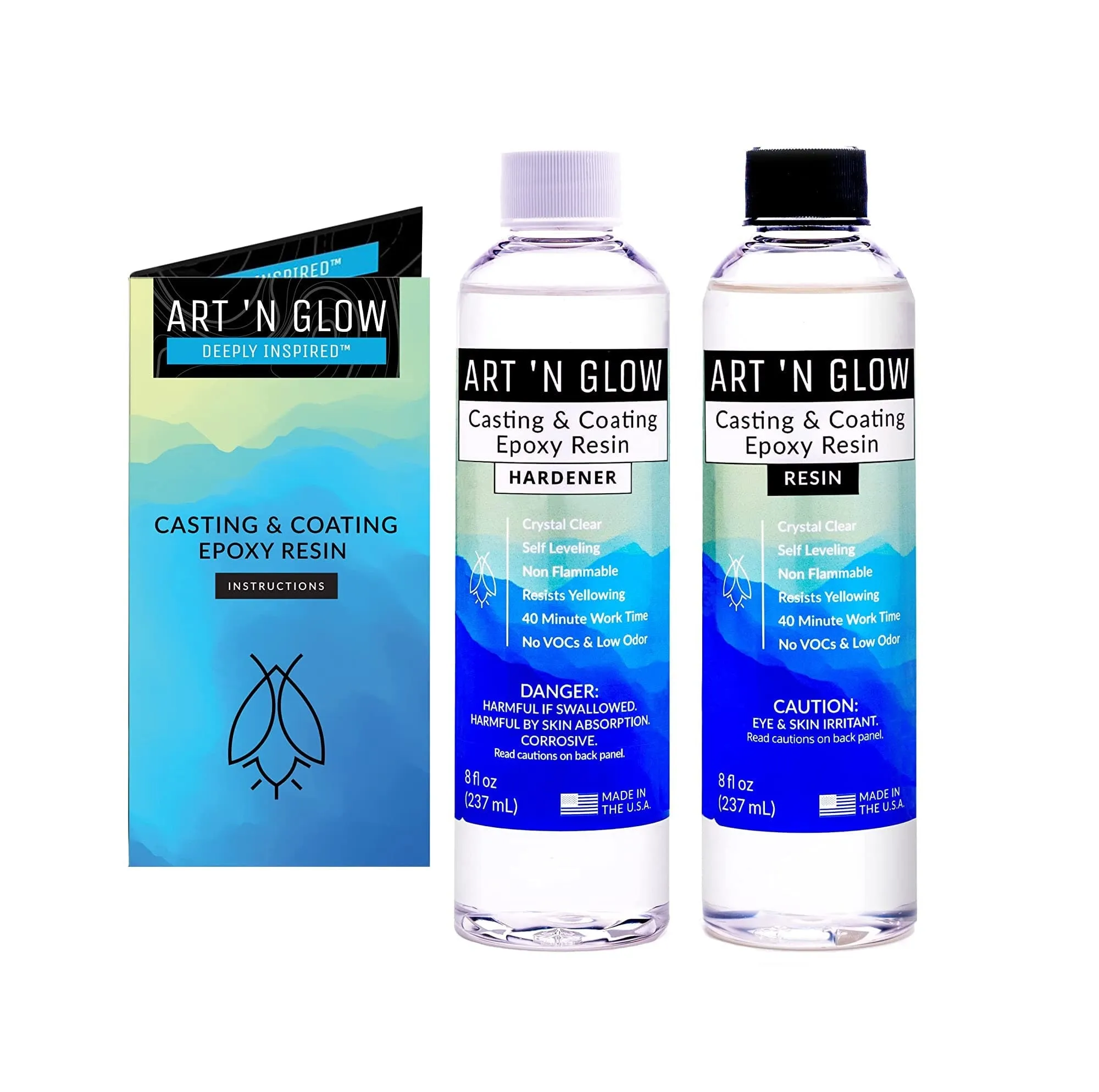 Art'N Glow 32 OZ Clear Casting and Coating Epoxy Resin Kit | 2 Part Multifunctional Low Odor-VOC Free & Food Safe Epoxy Resin