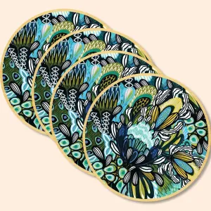 Azure Proteas Australian Wooden Coaster Set