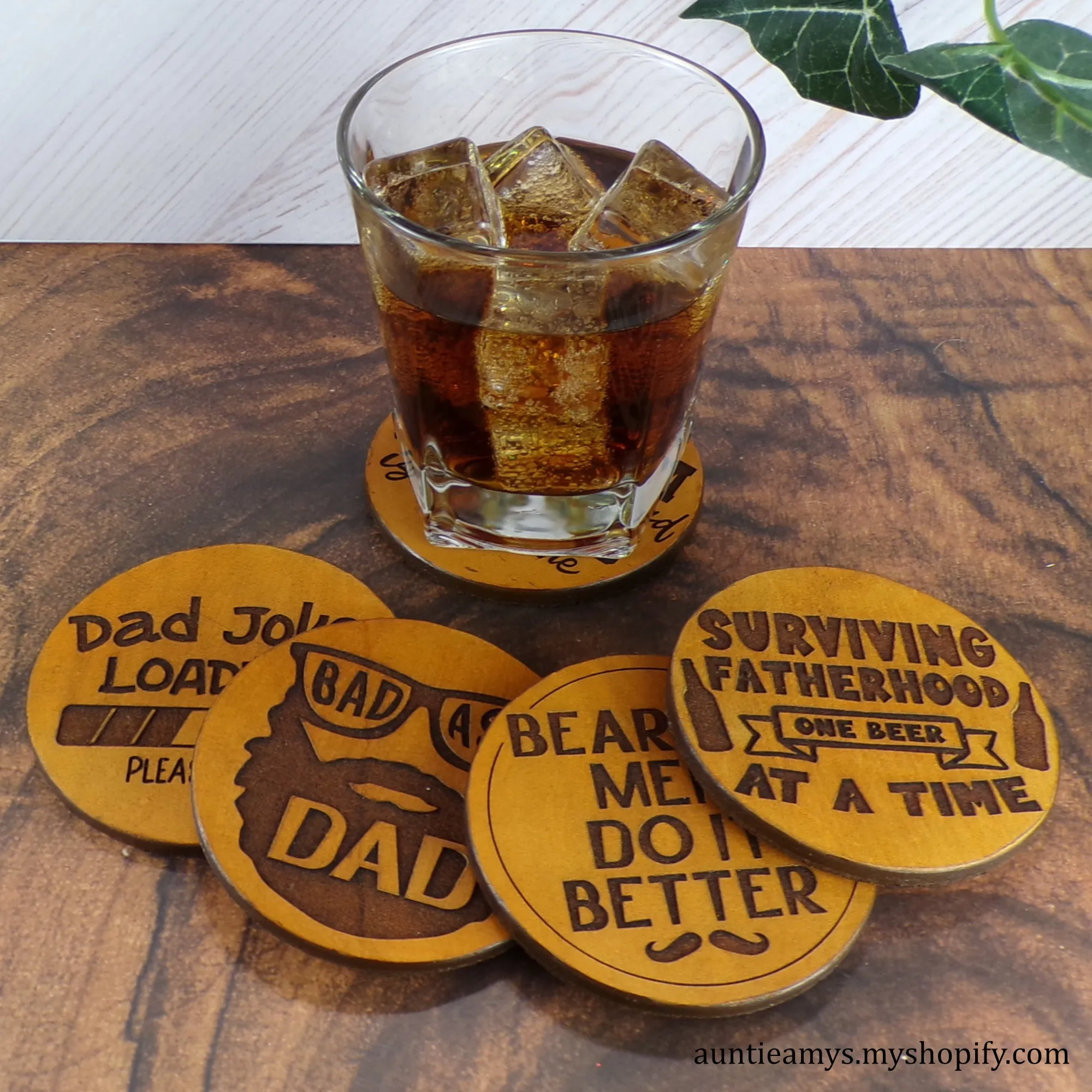 Bad Ass Dad - Leather Coaster