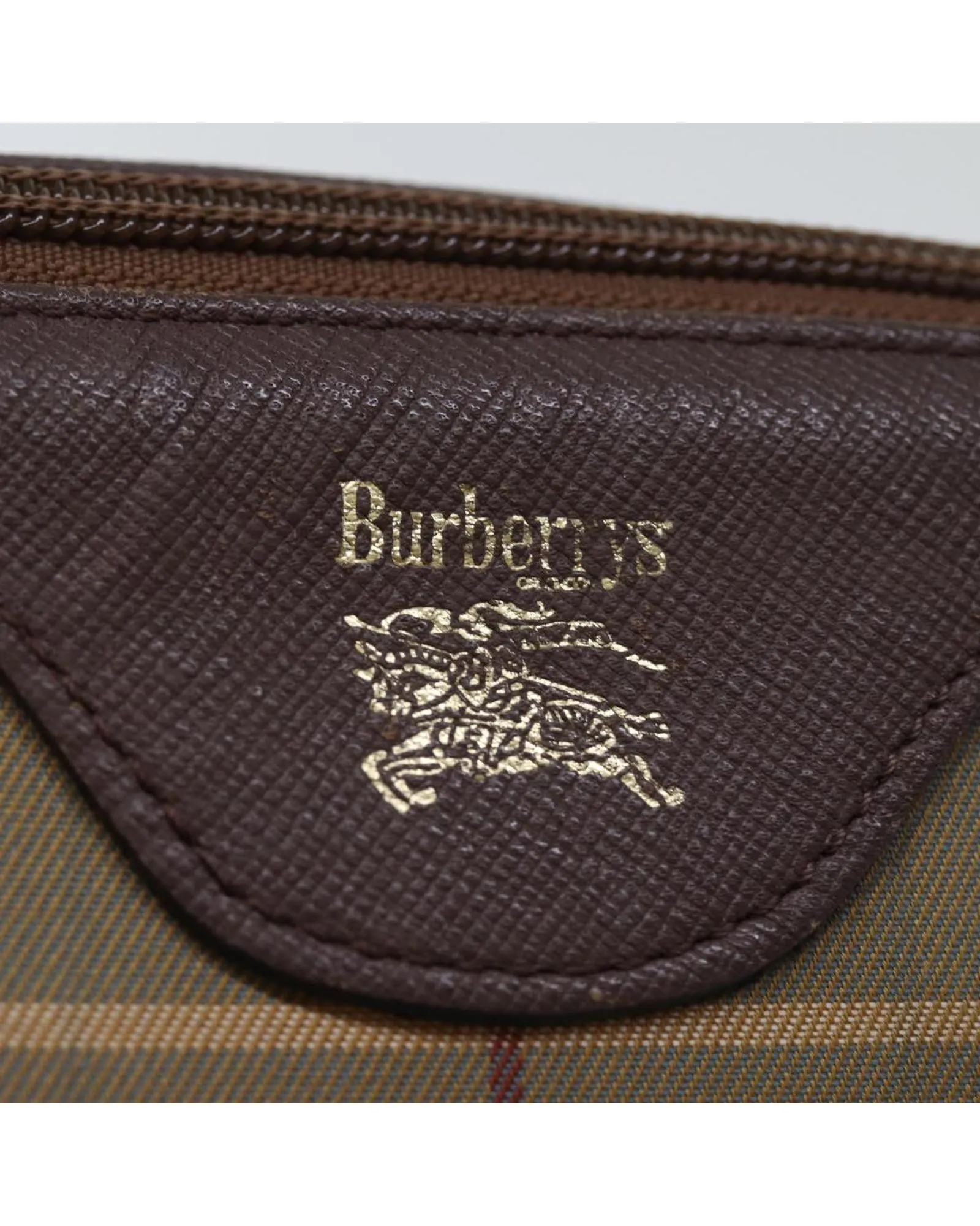 Brown Canvas Pouch with Nova Check Print - C Rank (SKU: bs14215)