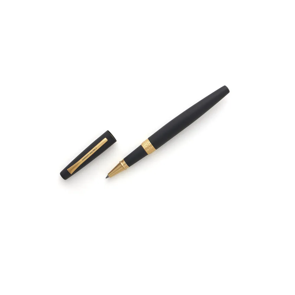 Carlton London Matte Black Metal Pen with Satin Gold-Plated Accents