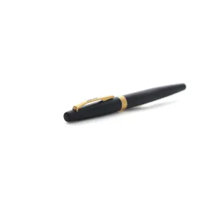 Carlton London Matte Black Metal Pen with Satin Gold-Plated Accents