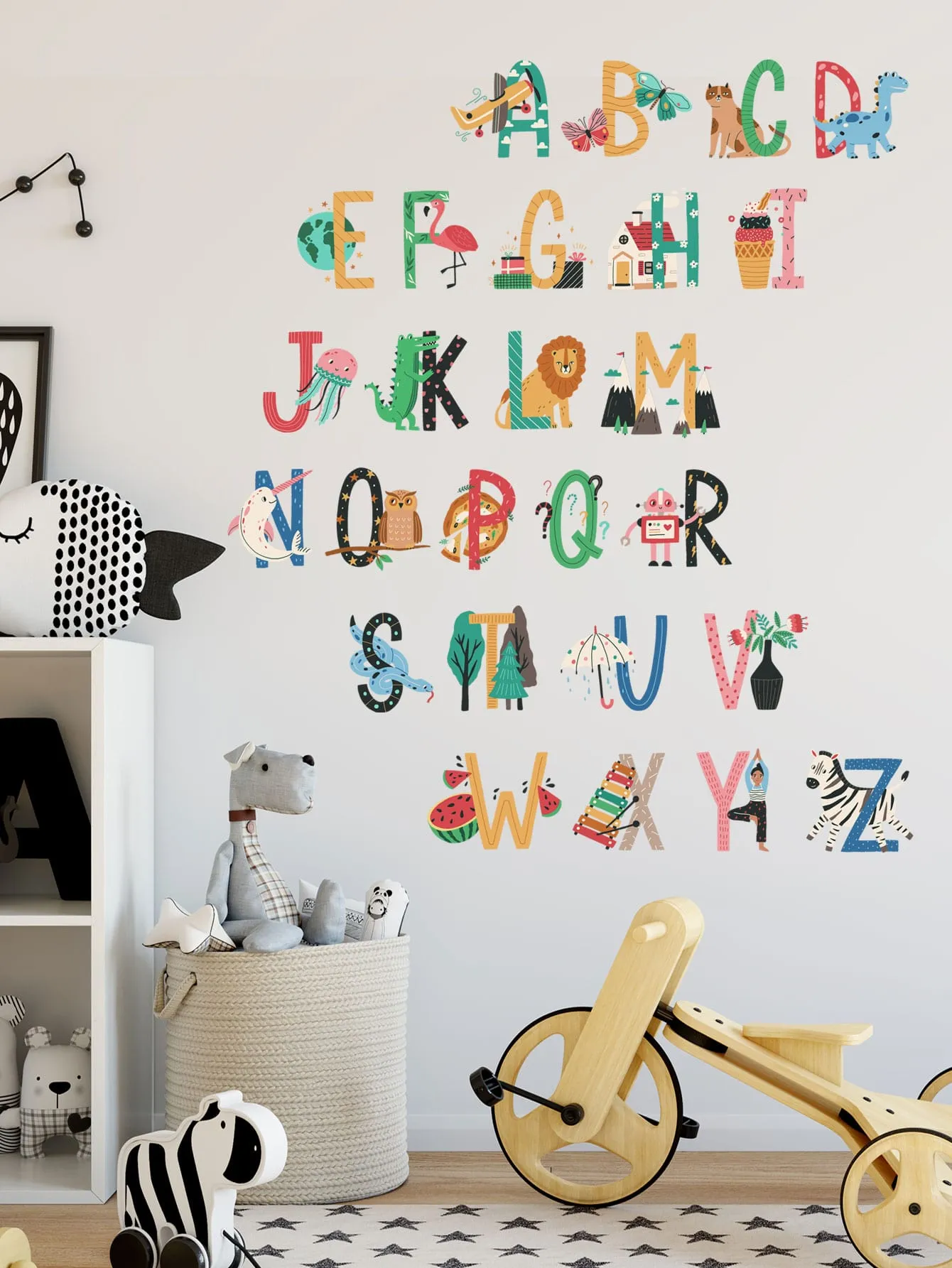 Cartoon Alphabet Wall Sticker Decorative Wall Art Decal Creative Design for Home