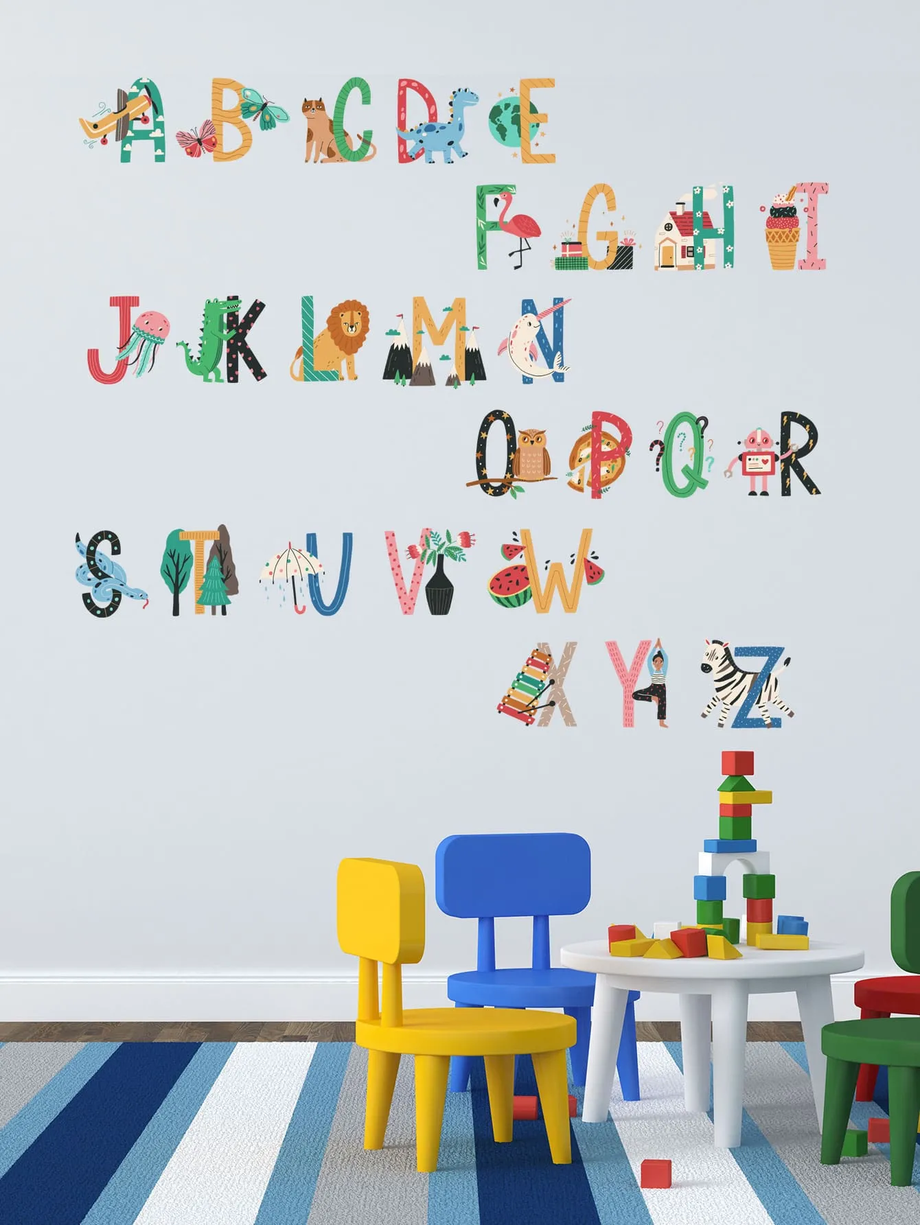 Cartoon Alphabet Wall Sticker Decorative Wall Art Decal Creative Design for Home