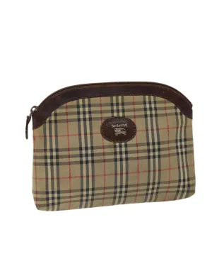 Checkered Canvas Pouch in Beige and Brown