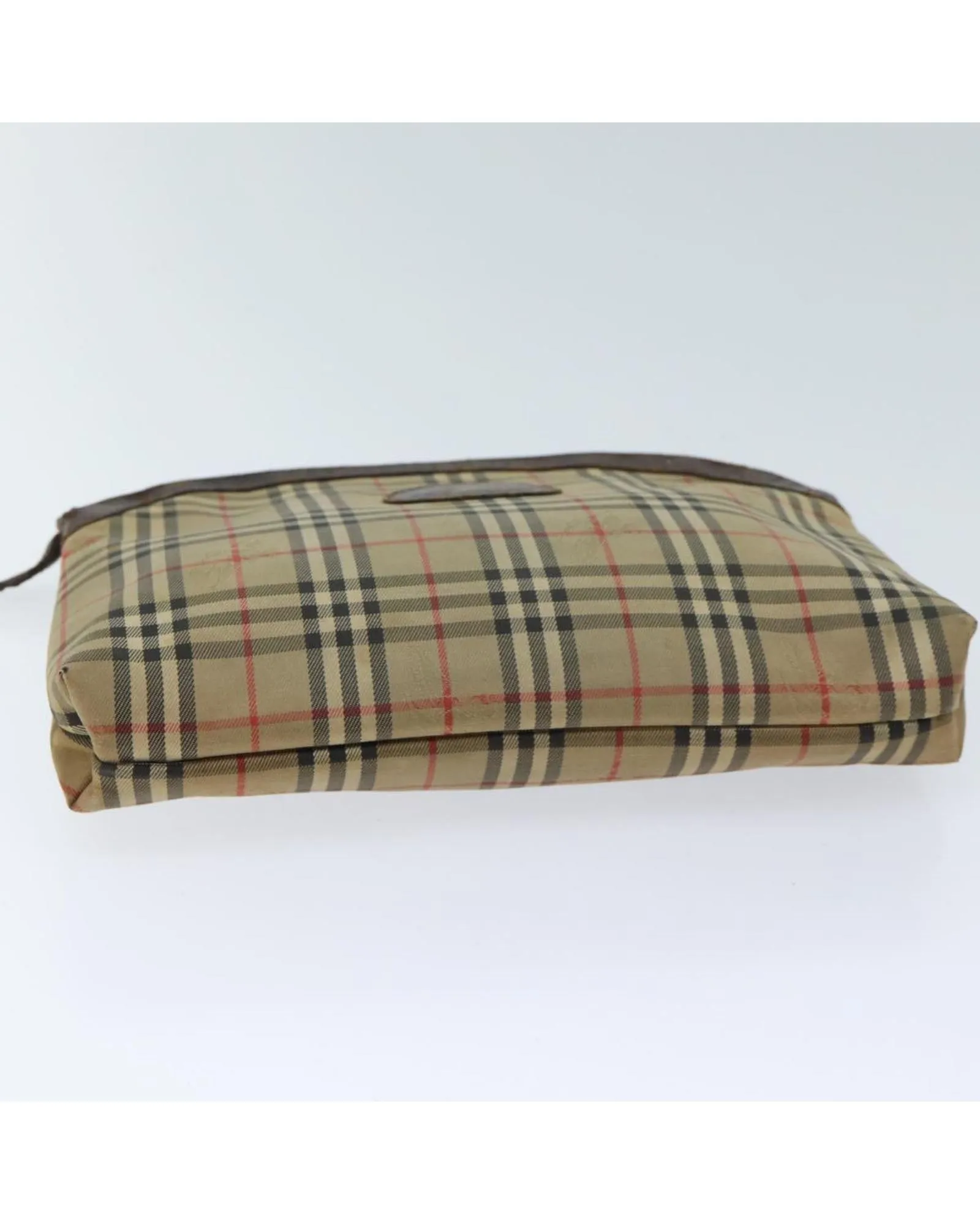 Checkered Canvas Pouch in Beige and Brown