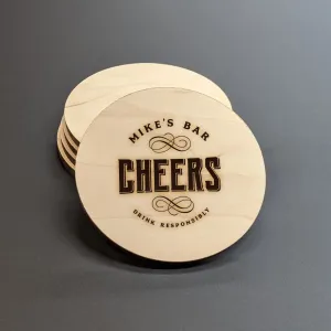 Cheers Bar Wood Coasters