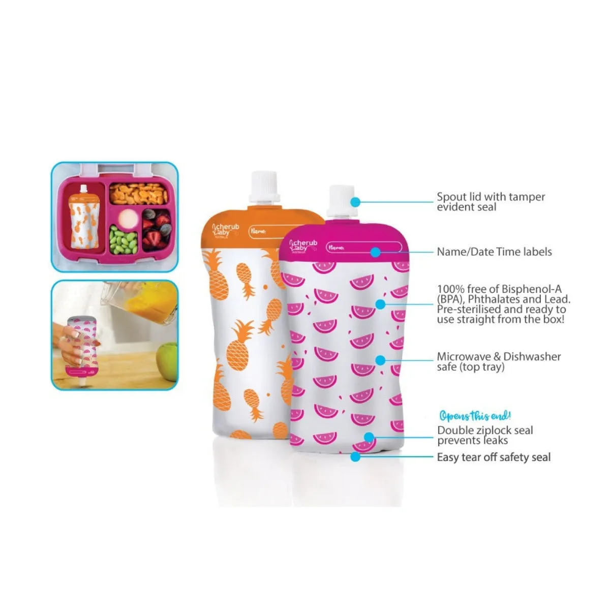 Cherub Mini Food Pouch 10 Pack