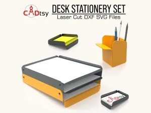 CNC Plasma / Laser Cut Metal Pen Holder & Paper Tray - Desk Organizer DXF / SVG File Set