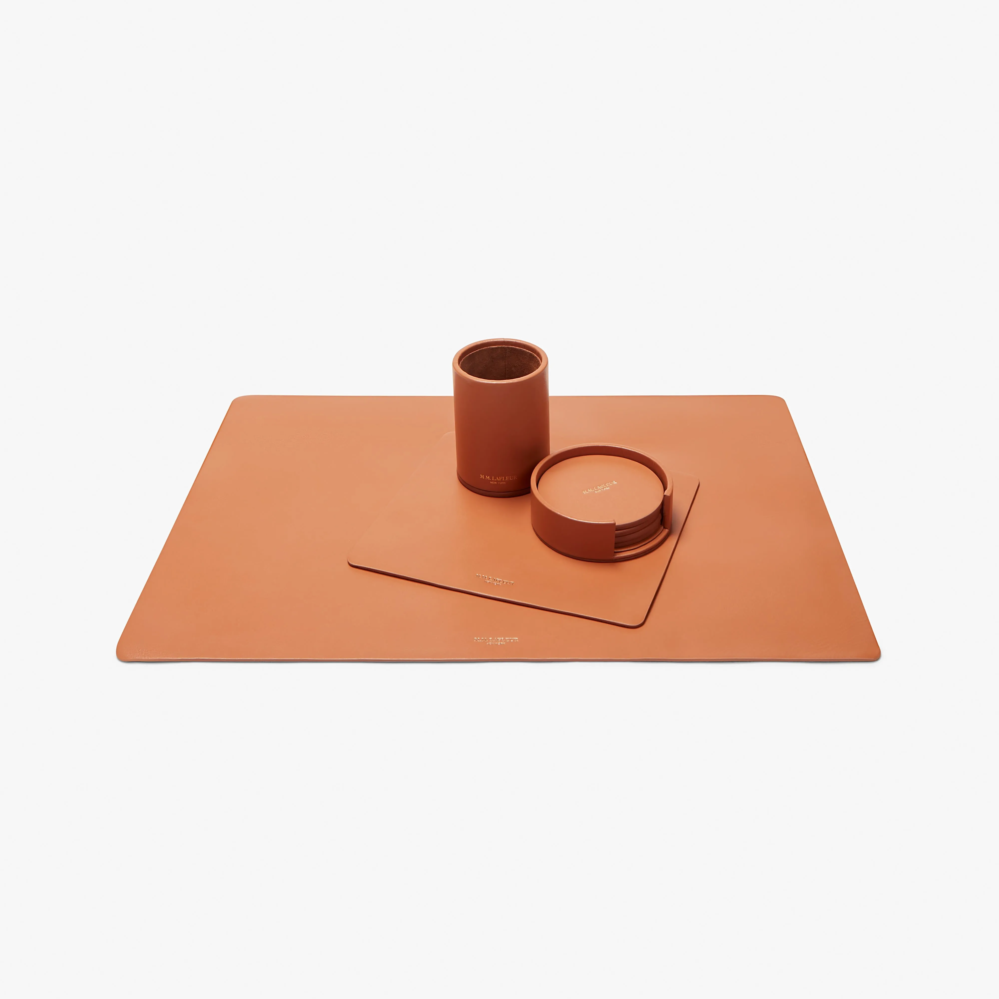 Coaster Set - Leather :: Caramel