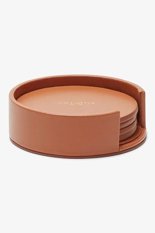 Coaster Set - Leather :: Caramel