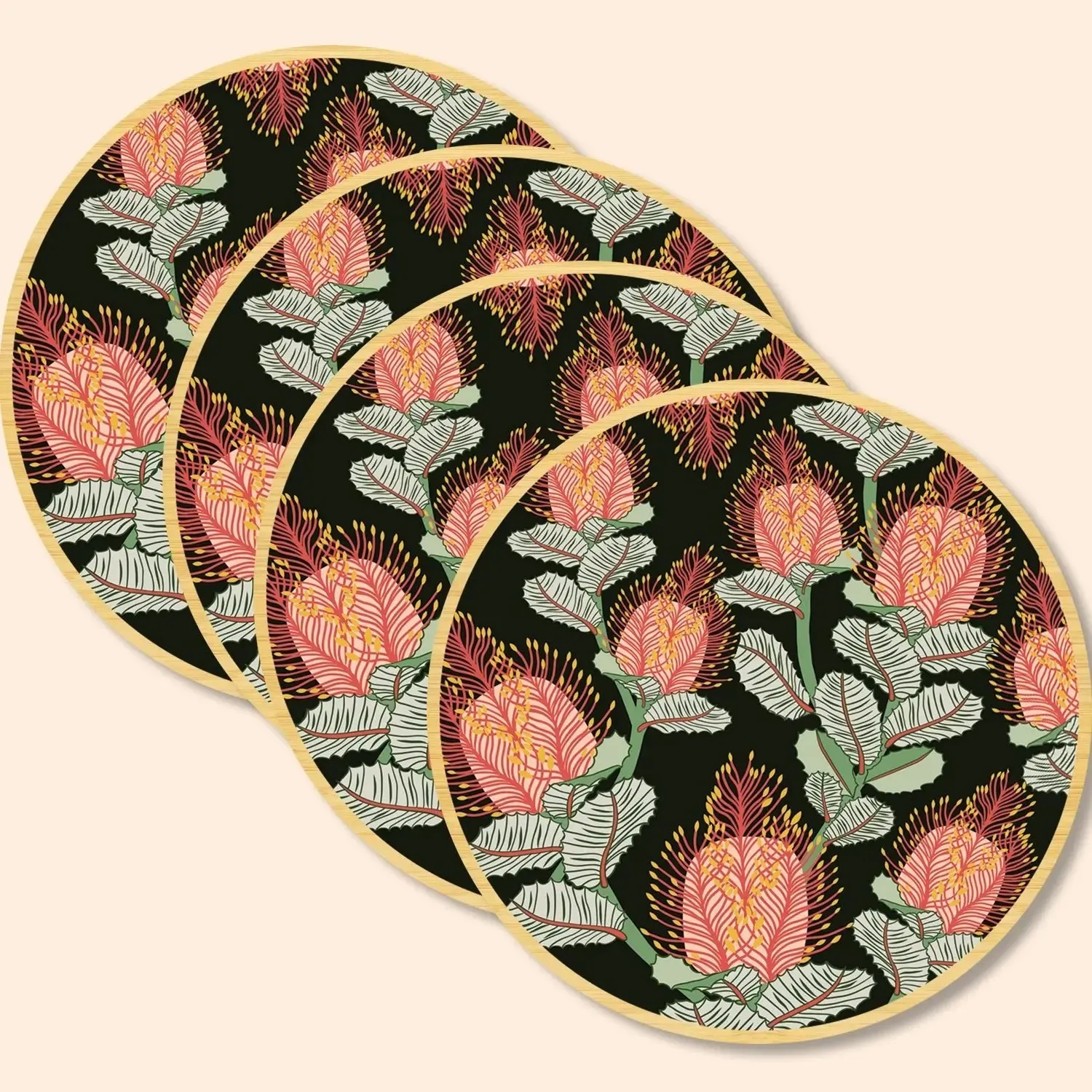 Coral Banksias Coaster & Napkin Set