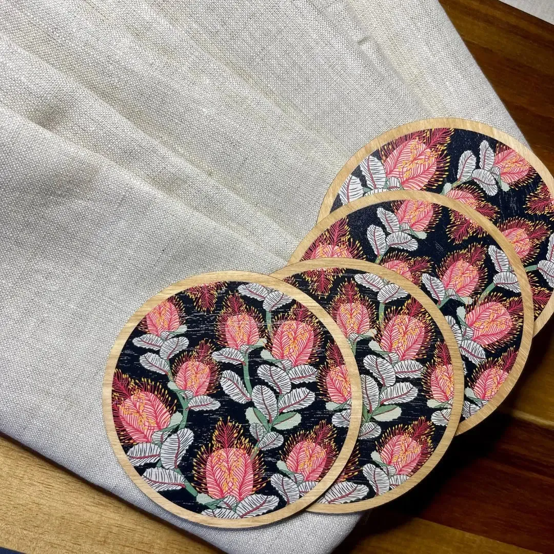 Coral Banksias Coaster & Napkin Set