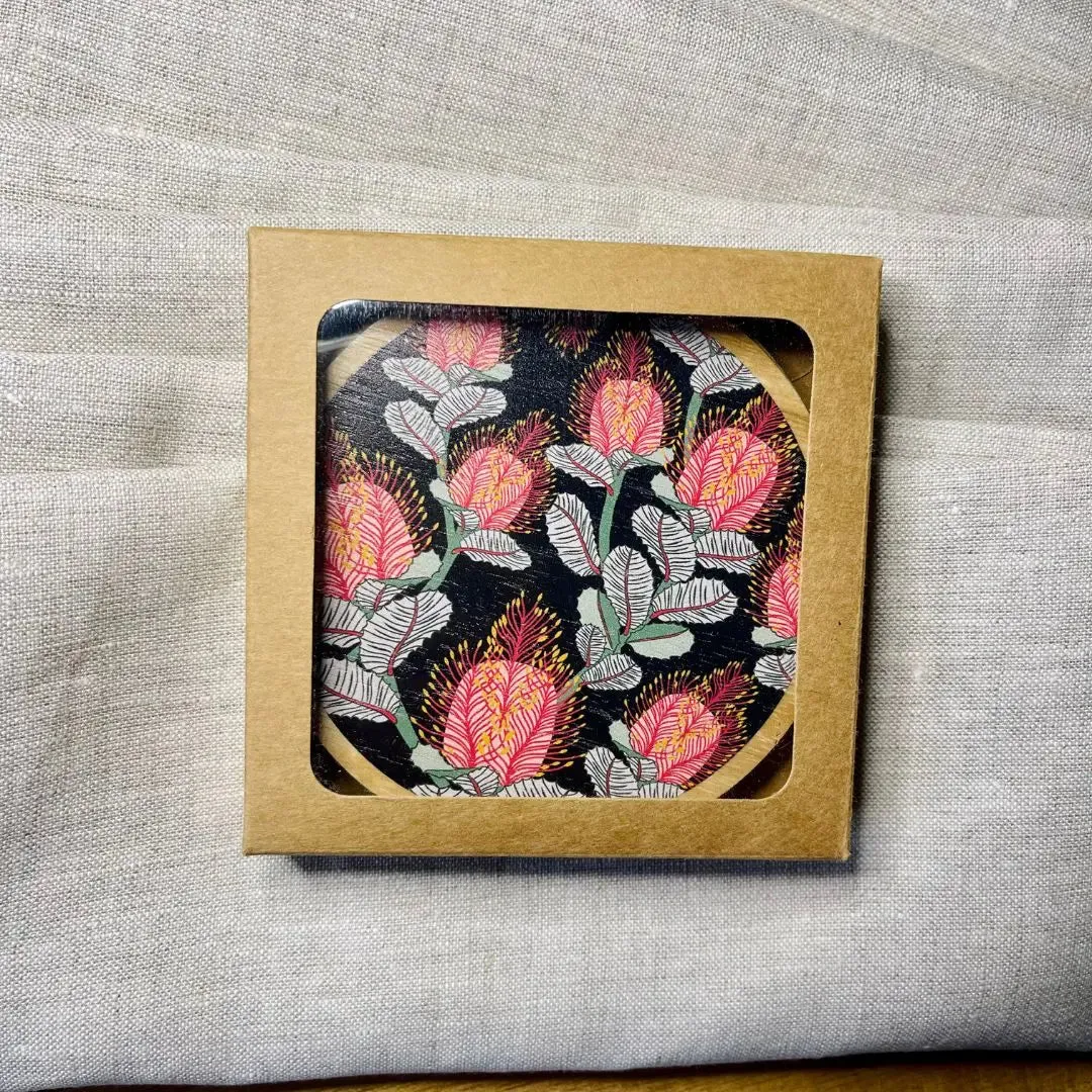 Coral Banksias Coaster & Napkin Set