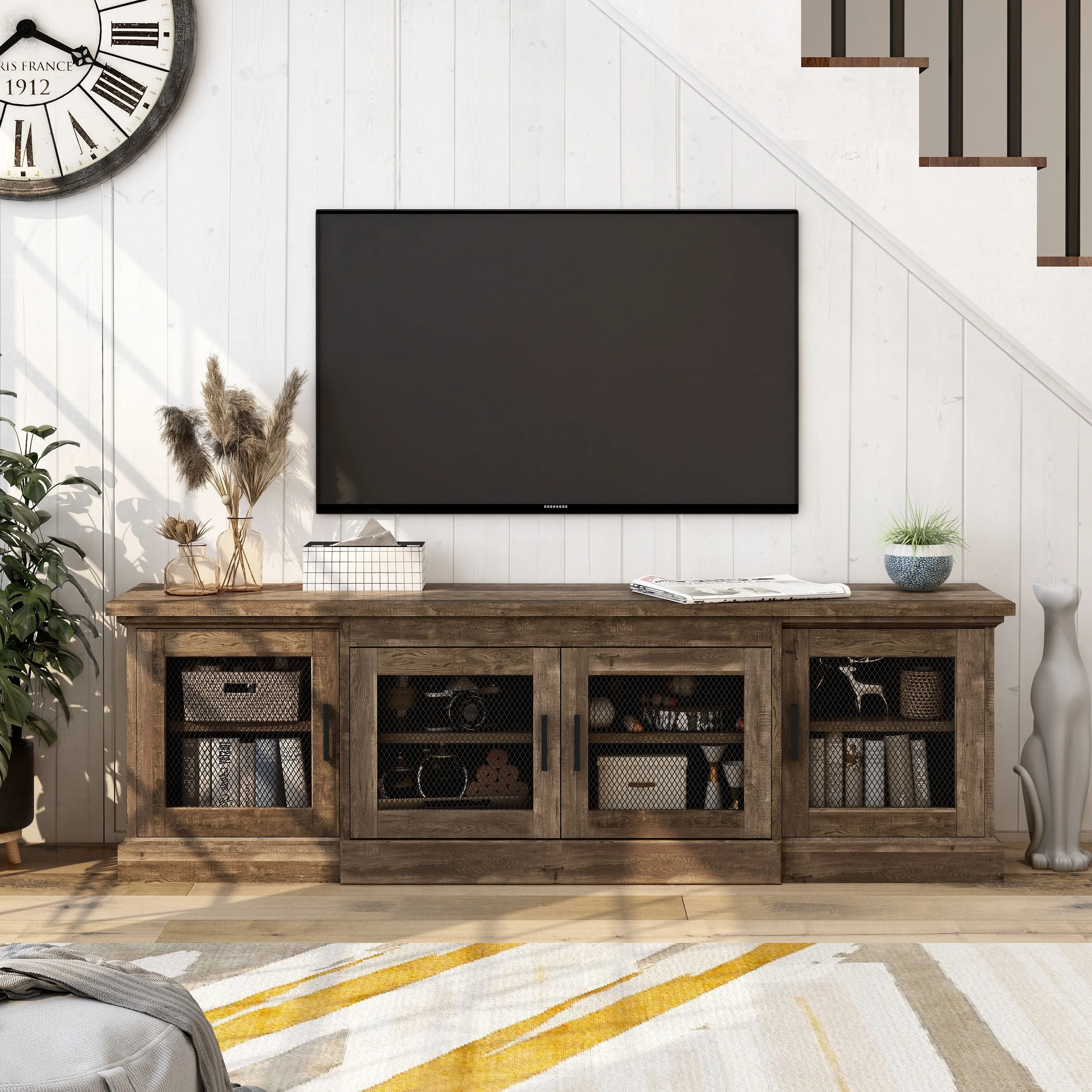 Corbette Rustic 69" Reclaimed Oak 6-shelf TV Stand