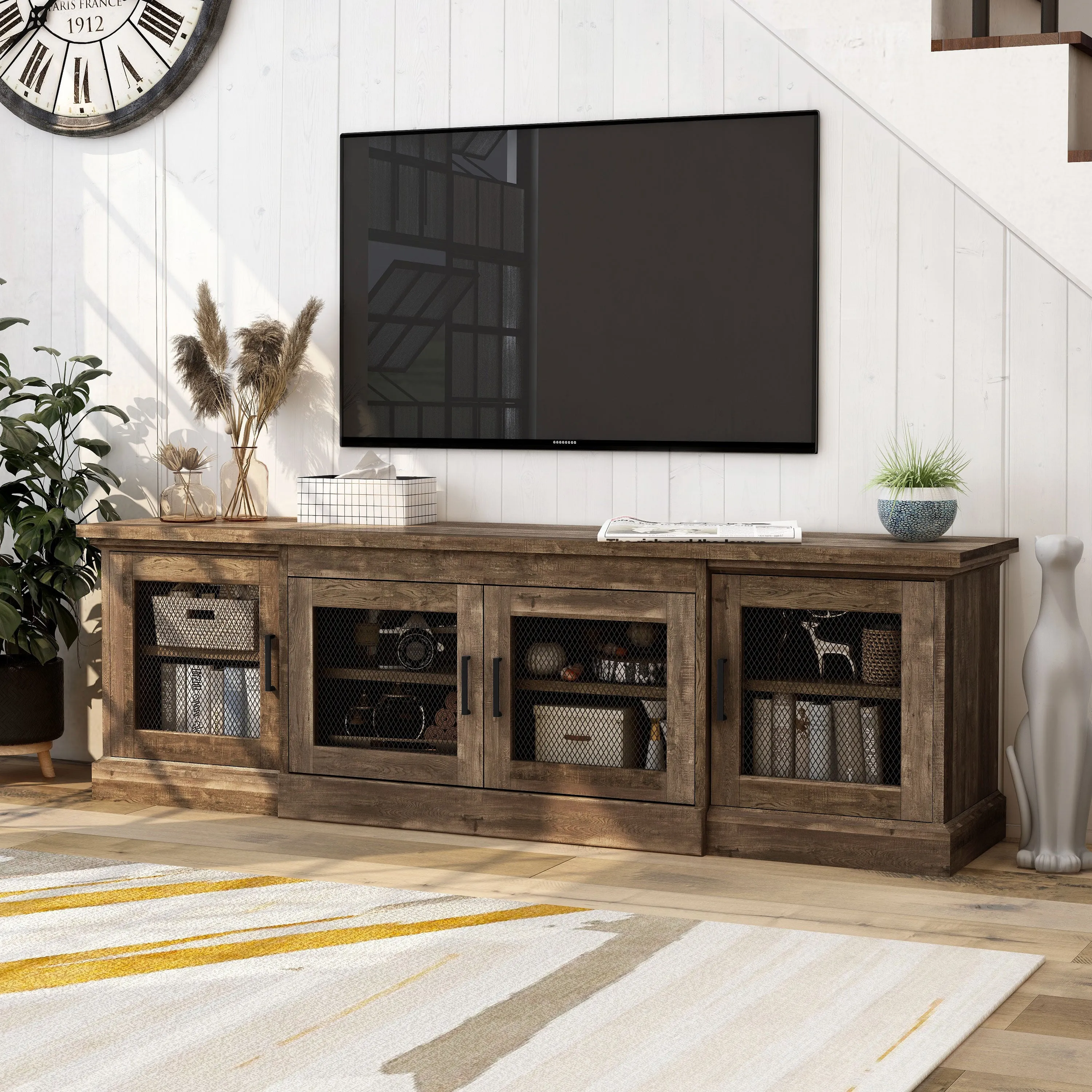 Corbette Rustic 69" Reclaimed Oak 6-shelf TV Stand