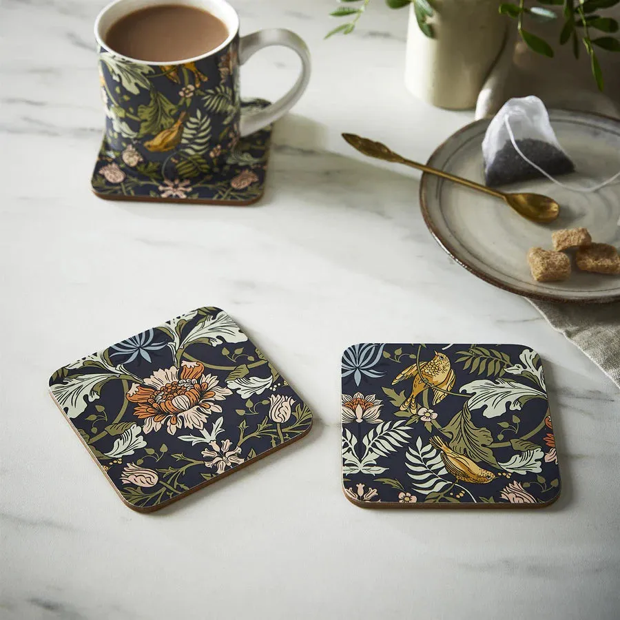 Cork-Backed Coasters "Finch & Flower"