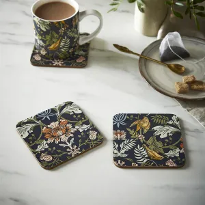 Cork-Backed Coasters "Finch & Flower"