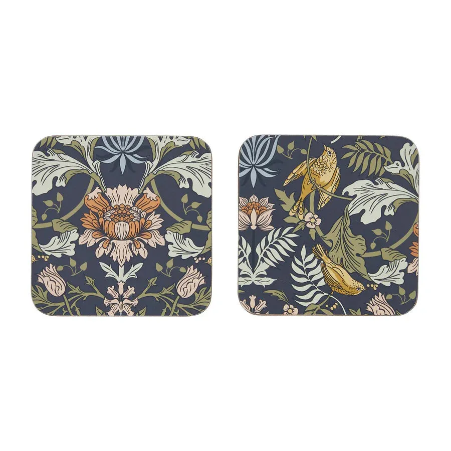 Cork-Backed Coasters "Finch & Flower"