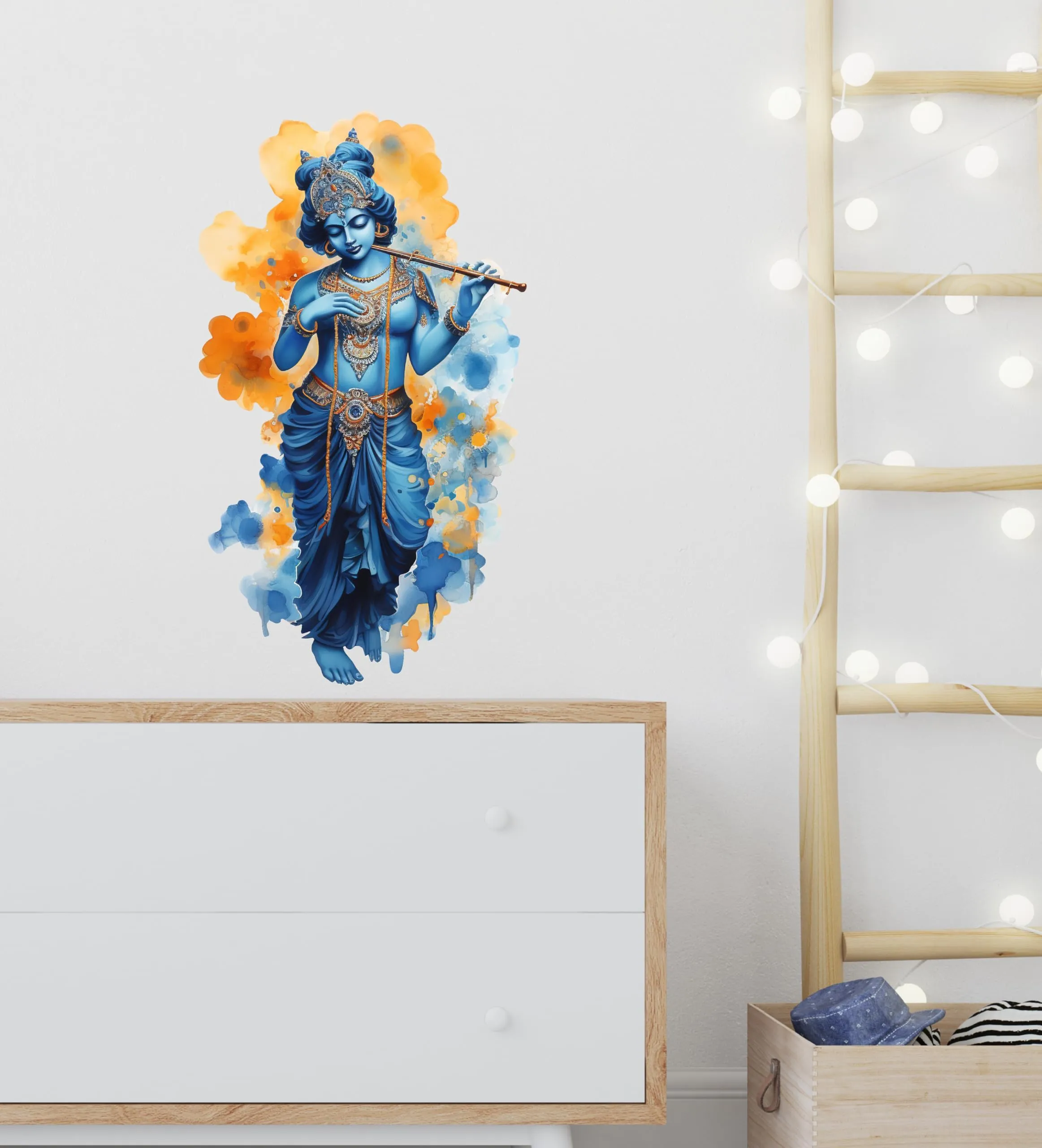 CreativeEdge PVC Vinyl Wall Sticker 3D Lord Krishna Standing Design Multicolor (61 cm x 35 cm)