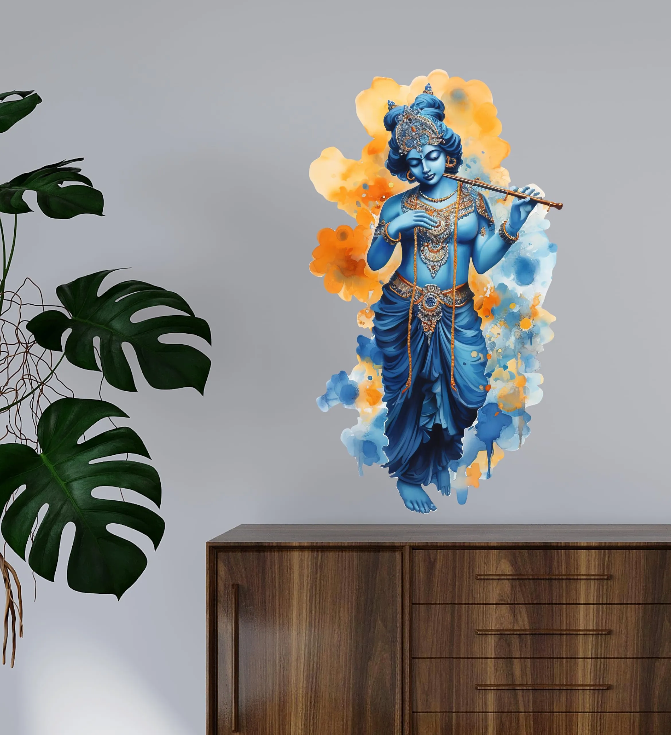 CreativeEdge PVC Vinyl Wall Sticker 3D Lord Krishna Standing Design Multicolor (61 cm x 35 cm)