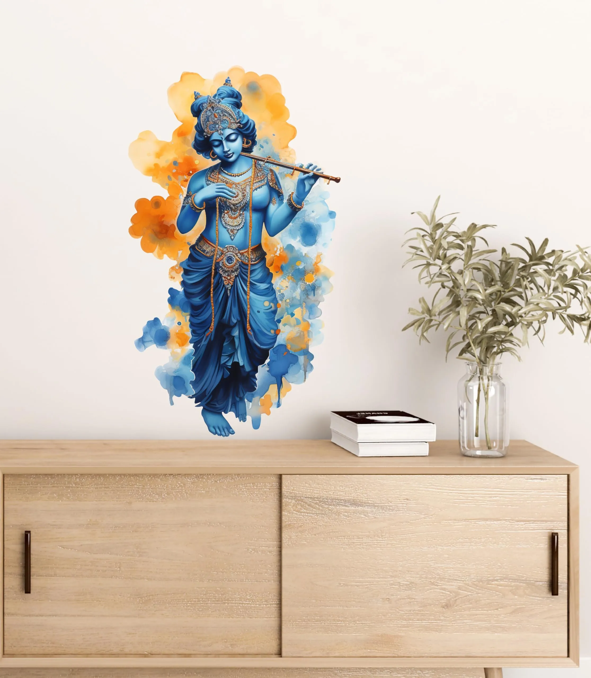 CreativeEdge PVC Vinyl Wall Sticker 3D Lord Krishna Standing Design Multicolor (61 cm x 35 cm)