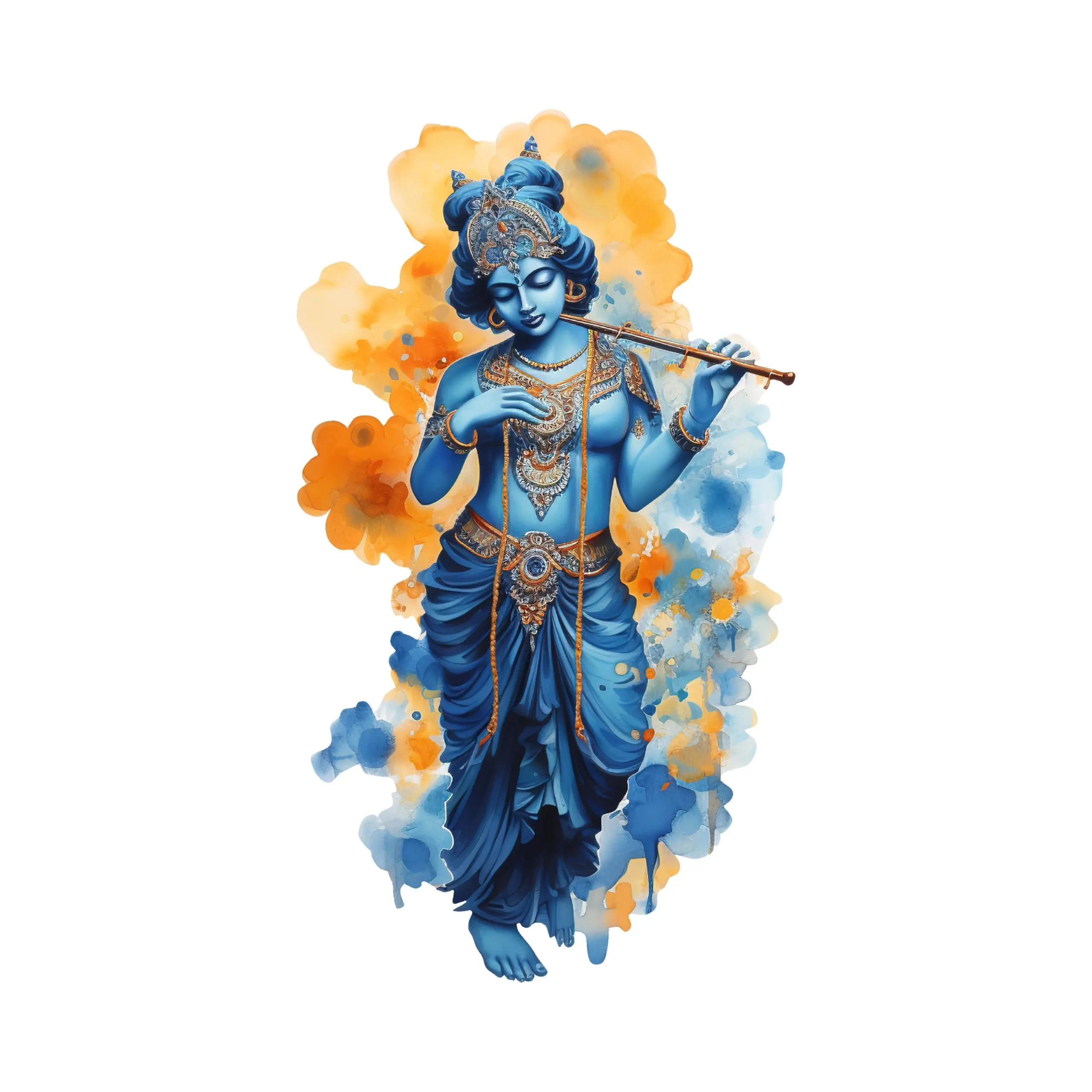 CreativeEdge PVC Vinyl Wall Sticker 3D Lord Krishna Standing Design Multicolor (61 cm x 35 cm)