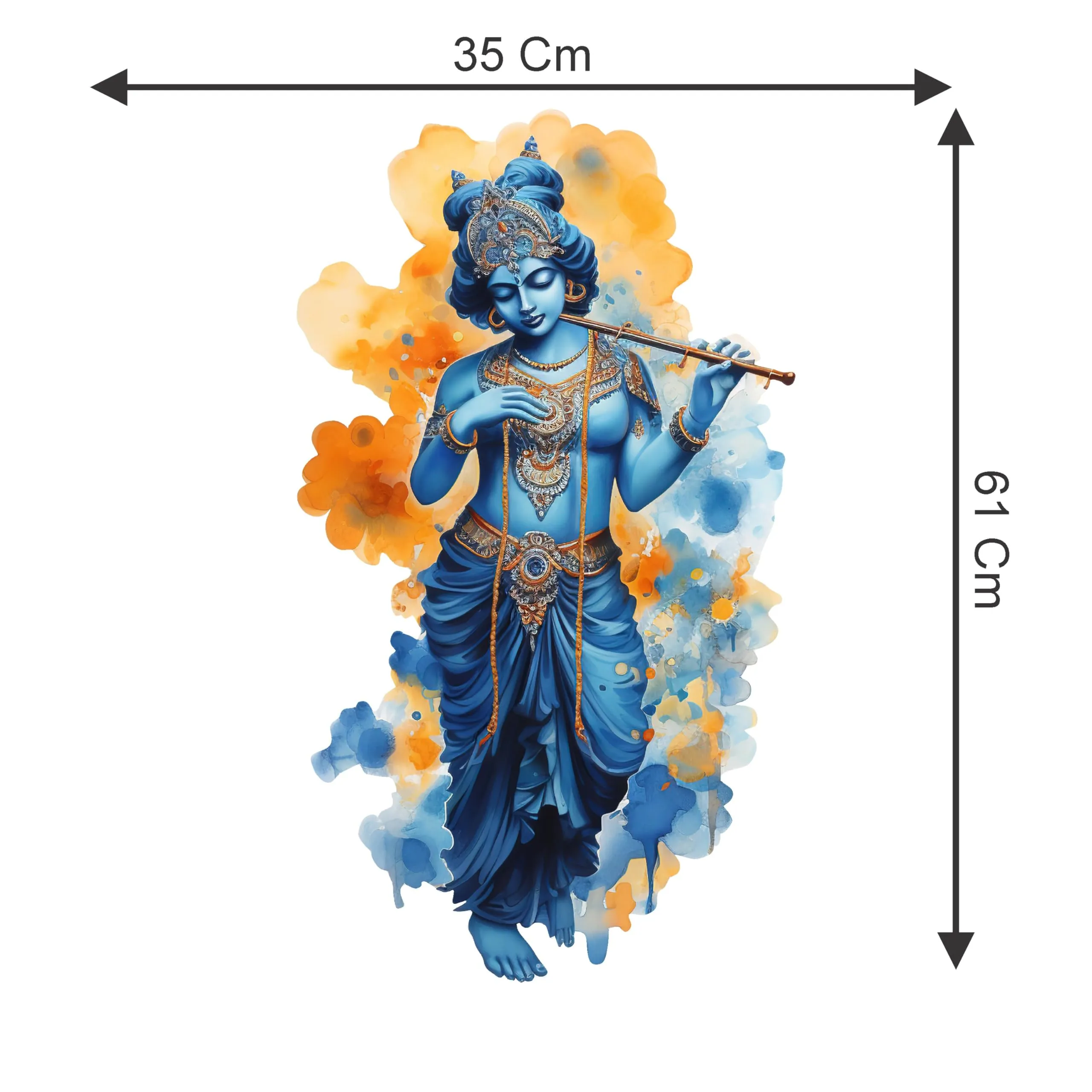 CreativeEdge PVC Vinyl Wall Sticker 3D Lord Krishna Standing Design Multicolor (61 cm x 35 cm)