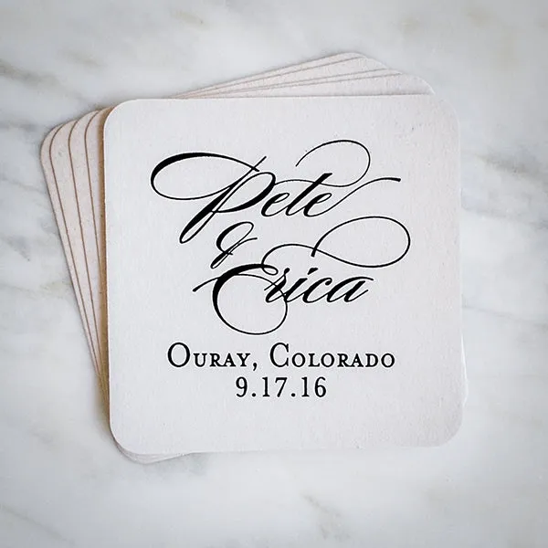 Custom Script Names Wedding Coasters