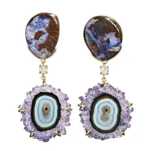 Fields of Provence 18K Gold One of a Kind Gemstone Earrings