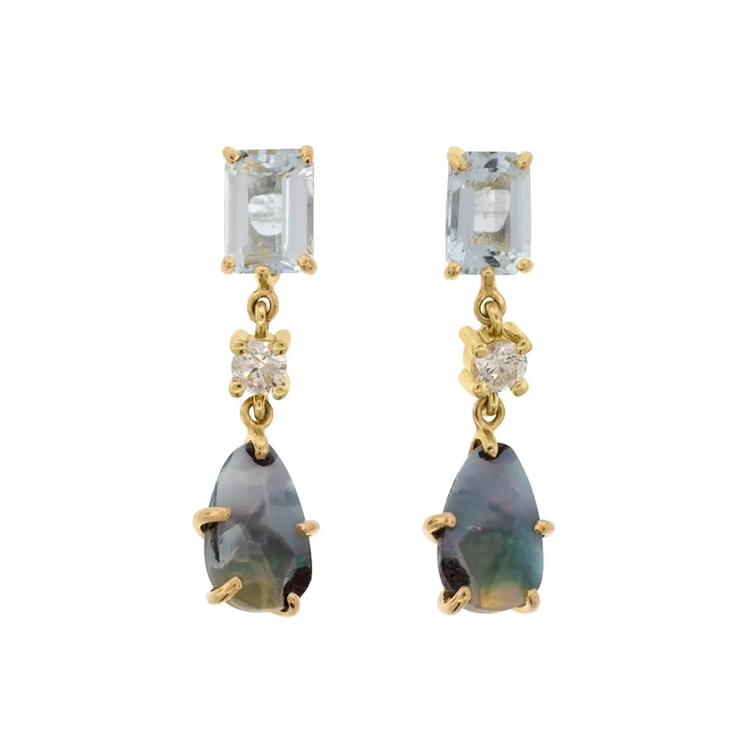 Fiji 18K Gold One of a Kind Gemstone Earrings