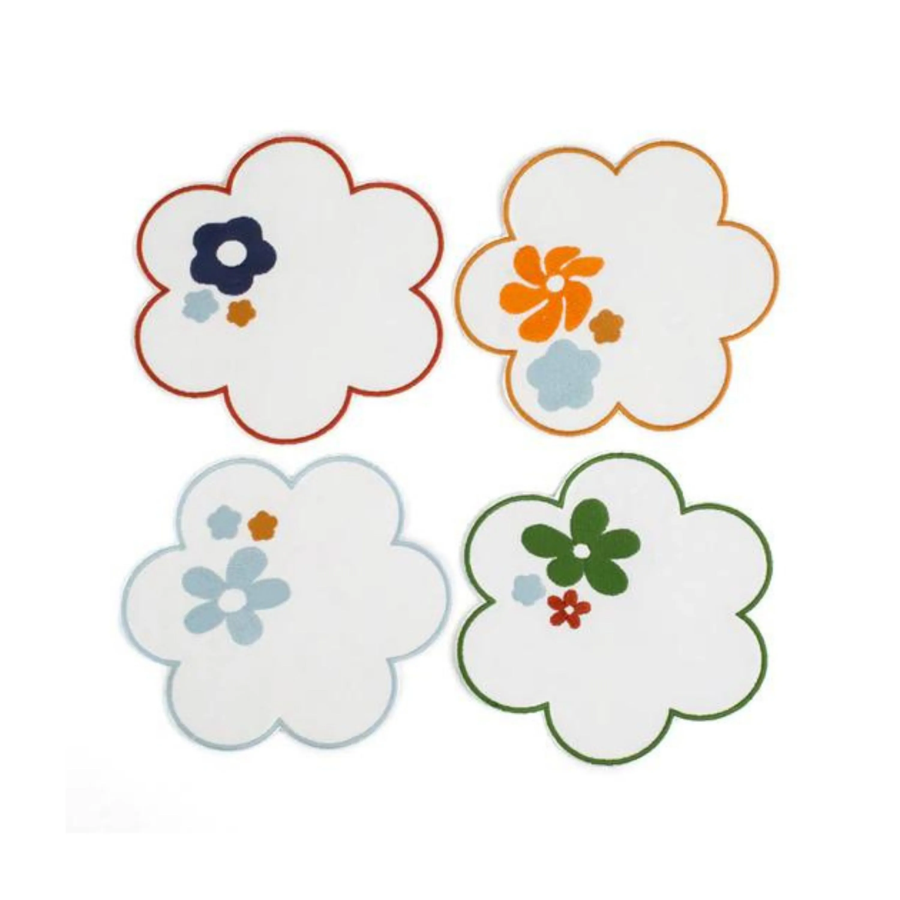 Floral Embroidered Linen Coaster (Set of 4)