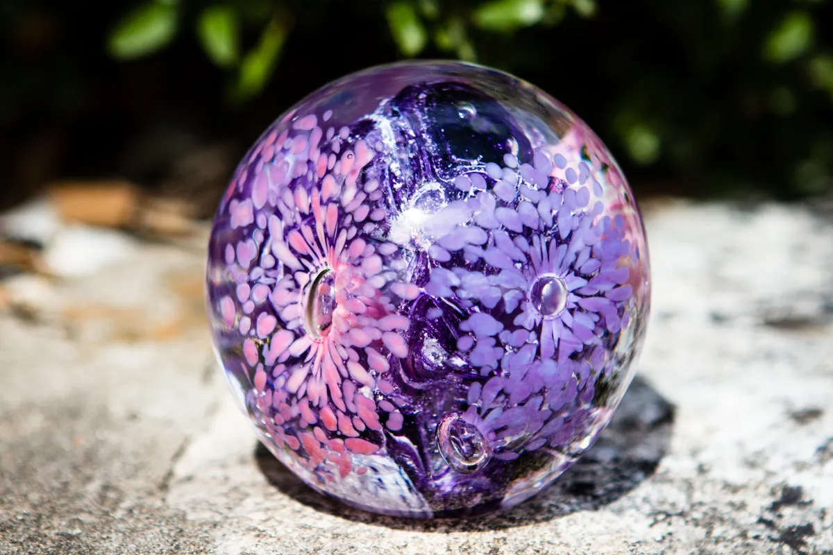 Flower Explosion Paperweight with Cremation Ashes