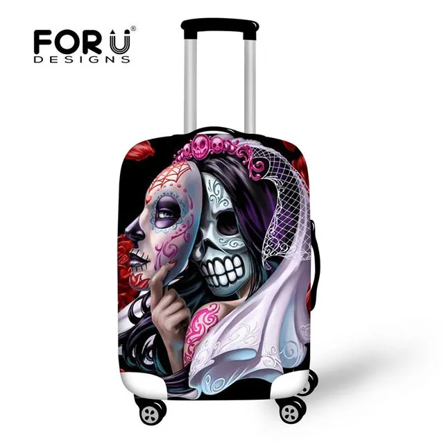 FORUDESIGNS Customade Travel Luggage Protective Cover,Skull Dust Covers to 18-28 inch Case Elastic Waterproof Suitcase Cover