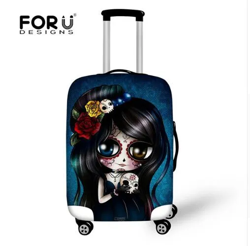 FORUDESIGNS Customade Travel Luggage Protective Cover,Skull Dust Covers to 18-28 inch Case Elastic Waterproof Suitcase Cover