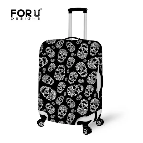 FORUDESIGNS Customade Travel Luggage Protective Cover,Skull Dust Covers to 18-28 inch Case Elastic Waterproof Suitcase Cover