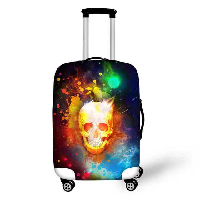 FORUDESIGNS Customade Travel Luggage Protective Cover,Skull Dust Covers to 18-28 inch Case Elastic Waterproof Suitcase Cover