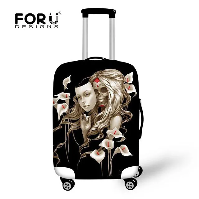 FORUDESIGNS Customade Travel Luggage Protective Cover,Skull Dust Covers to 18-28 inch Case Elastic Waterproof Suitcase Cover