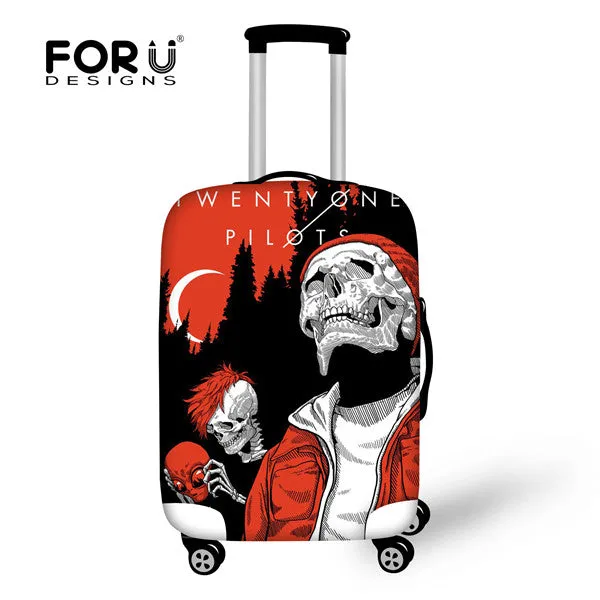 FORUDESIGNS Customade Travel Luggage Protective Cover,Skull Dust Covers to 18-28 inch Case Elastic Waterproof Suitcase Cover