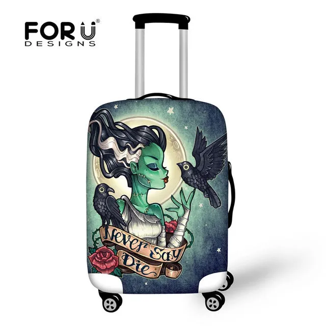 FORUDESIGNS Customade Travel Luggage Protective Cover,Skull Dust Covers to 18-28 inch Case Elastic Waterproof Suitcase Cover