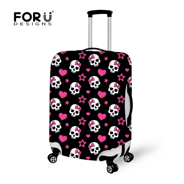 FORUDESIGNS Customade Travel Luggage Protective Cover,Skull Dust Covers to 18-28 inch Case Elastic Waterproof Suitcase Cover