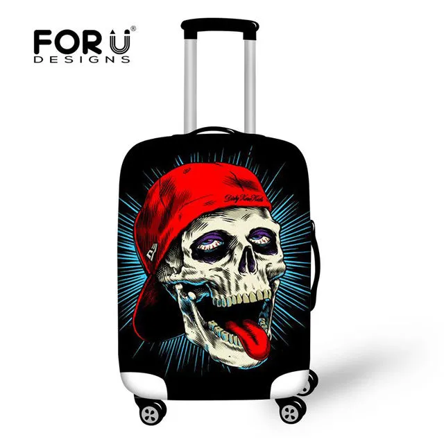 FORUDESIGNS Customade Travel Luggage Protective Cover,Skull Dust Covers to 18-28 inch Case Elastic Waterproof Suitcase Cover