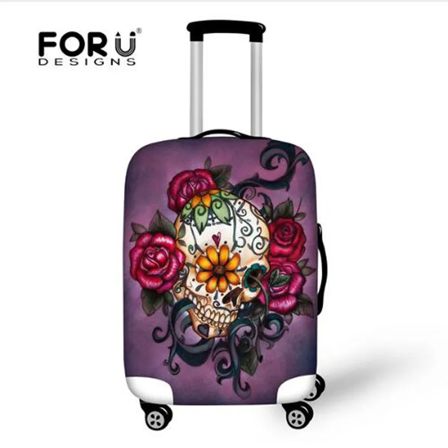 FORUDESIGNS Customade Travel Luggage Protective Cover,Skull Dust Covers to 18-28 inch Case Elastic Waterproof Suitcase Cover