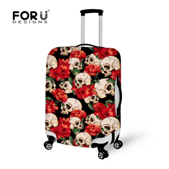 FORUDESIGNS Customade Travel Luggage Protective Cover,Skull Dust Covers to 18-28 inch Case Elastic Waterproof Suitcase Cover